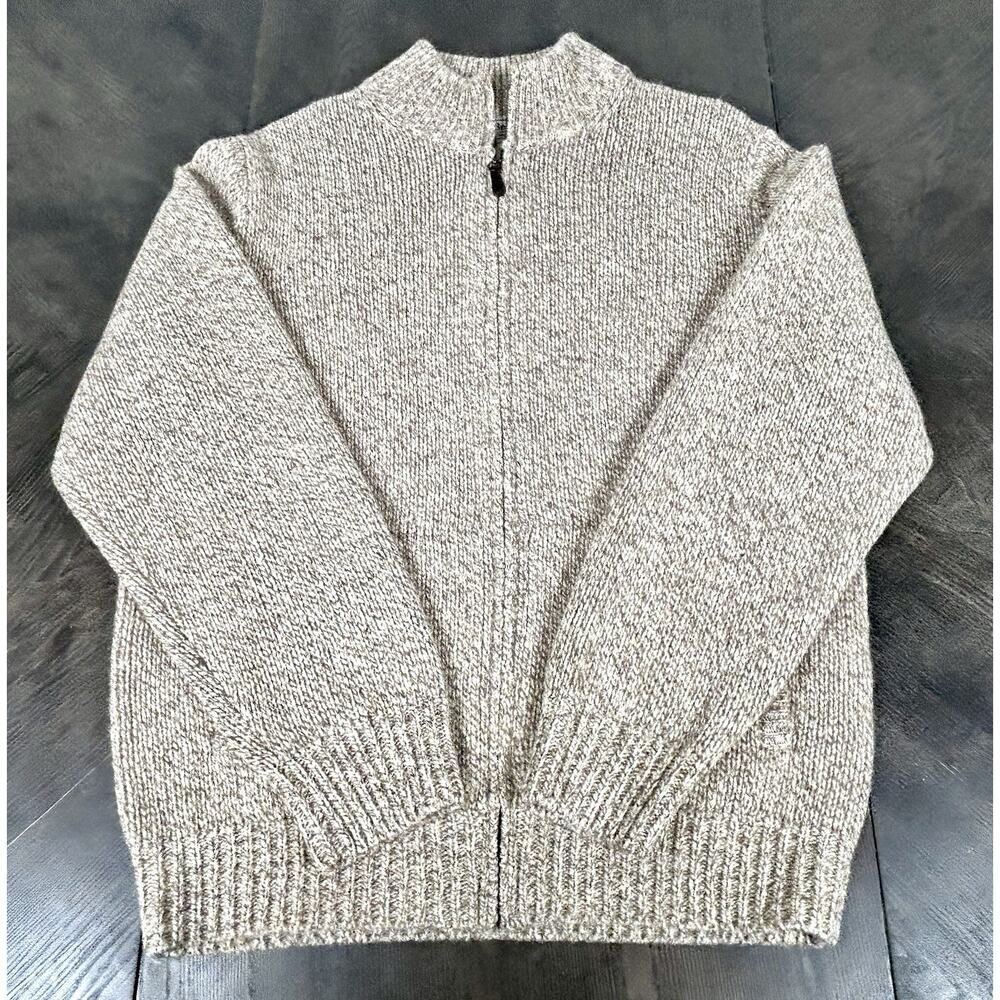 L.L Bean Men's M Heavyweight 100% Lambs Wool Sweater Jacket Beige Oatmeal - Picture 5 of 11